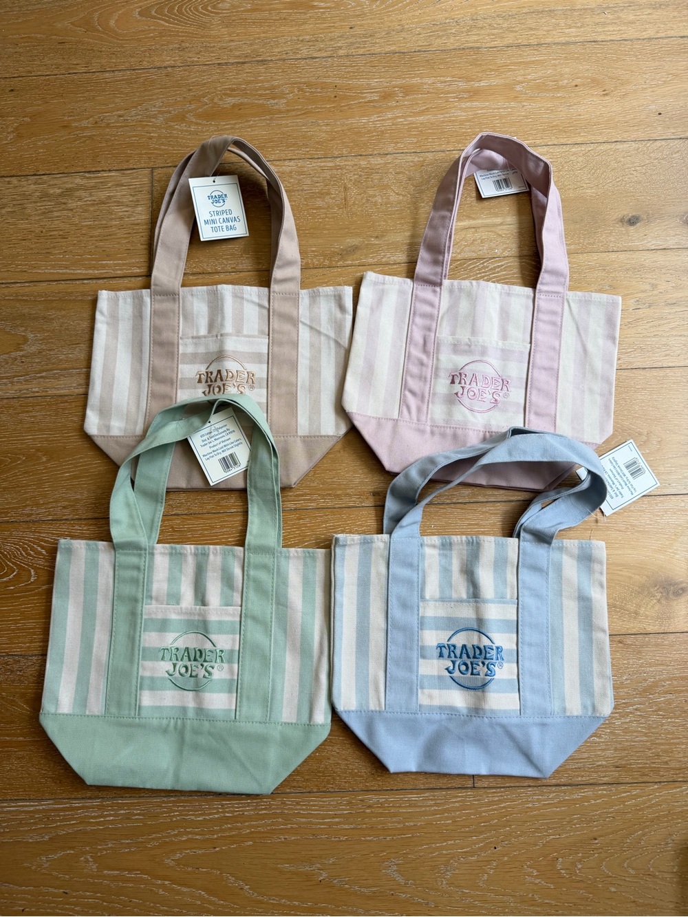 Trader Joe's Canvas Stripe mini Tote Bag